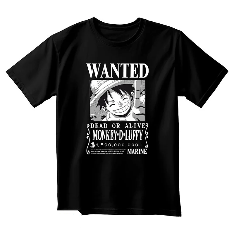 One Piece - T-Shirt Wanted Luffy Unisexe Noir