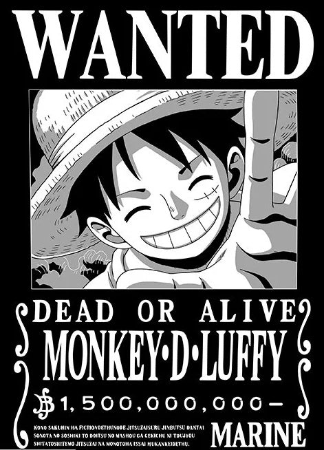 One Piece - T-Shirt Wanted Luffy Unisexe Noir